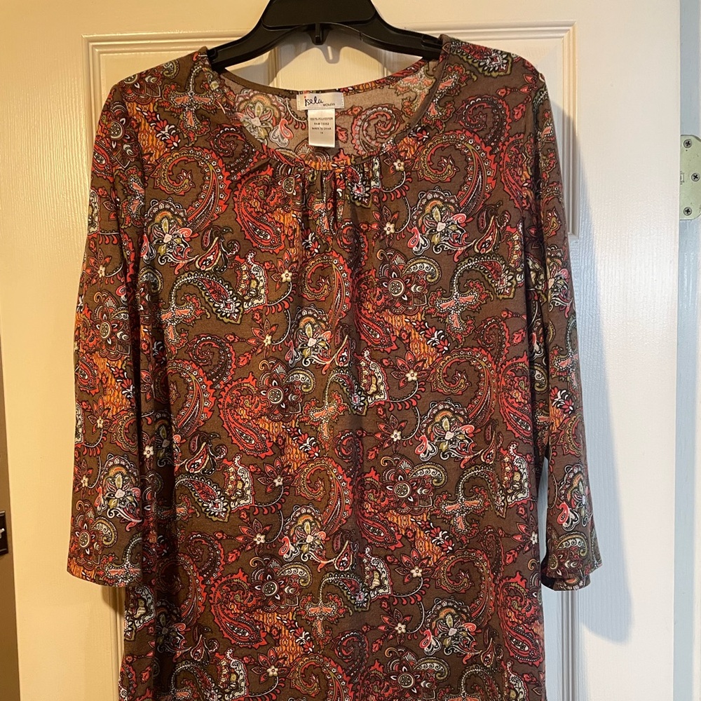 Boho Paisley Print Blouse in Brown and Red